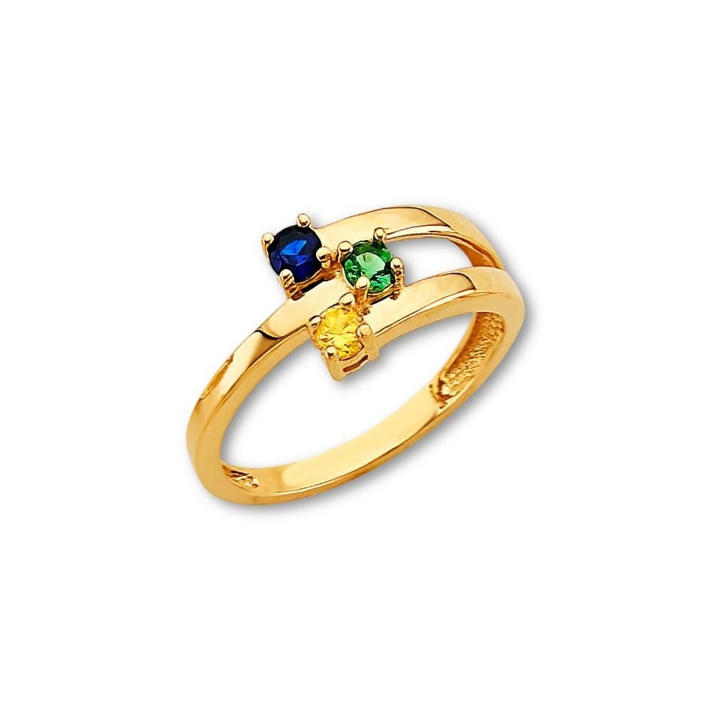 14K Yellow Gold CZ Accent Ring | Three-Stone Design By Tehrani Jewelry